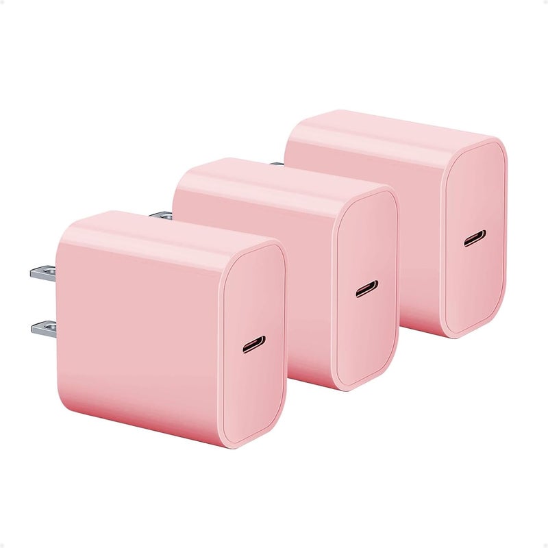 gvmkwejk USB-C Charger Block 3-Pack for Apple Watch iPhone 16 15 14 13 12 11, Type-C PD Fast Charging 20w Power Adapter Wall Charging Plug Cube for iPad 2025 2024 2022 2020, Pink - Image 1